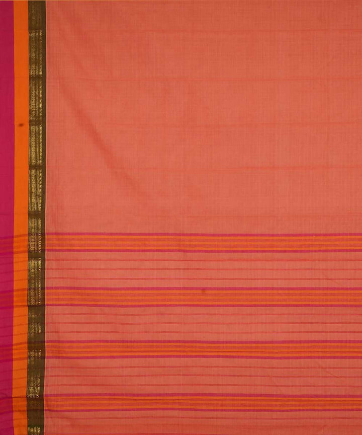 Orange handwoven cotton narayanpet saree