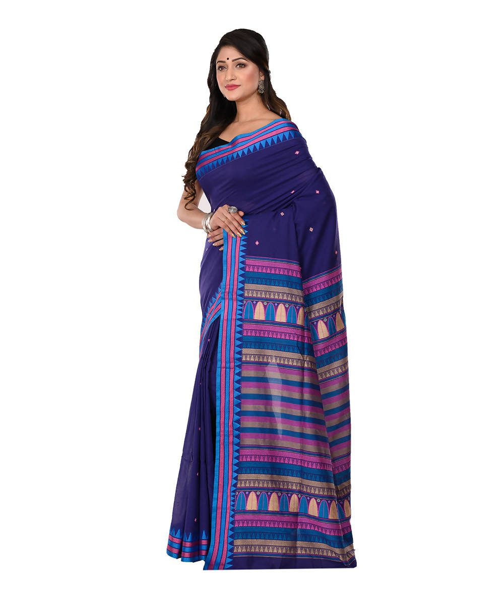 Navy Handloom Bengal Tangail Cotton Saree