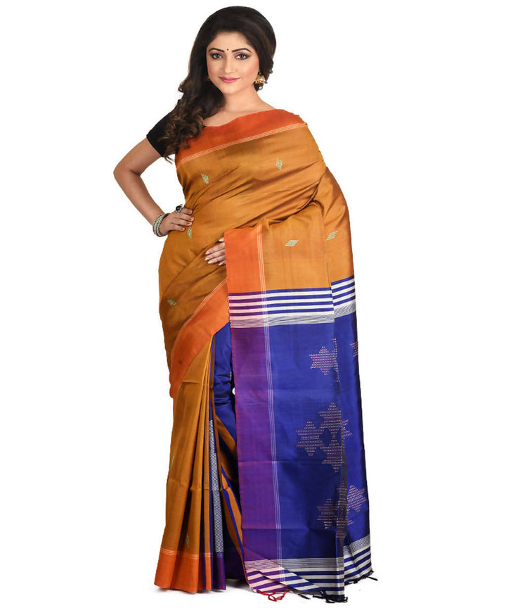 Resham shilpi yellow bengal silk saree with handwoven design