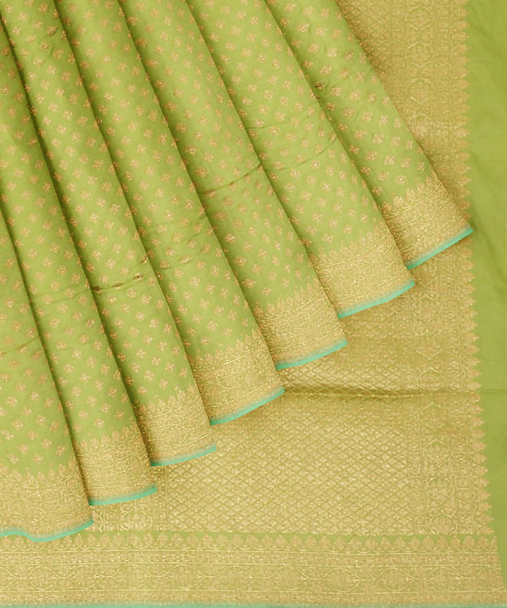 Parrot green handloom silk katan banarasi saree