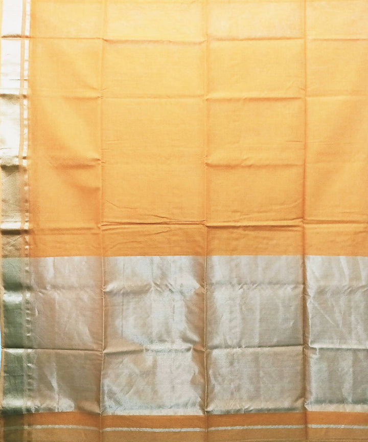 Amber yellow handwoven cotton silk maheshwari saree