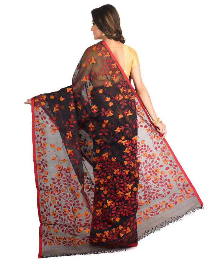 Resham shilpi black bengal silk saree with handwoven jamdani work