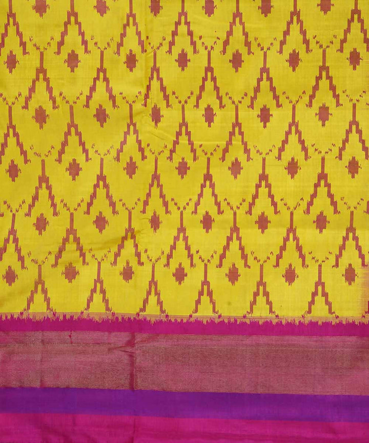 Light yellow handloom silk ikat pochampally saree