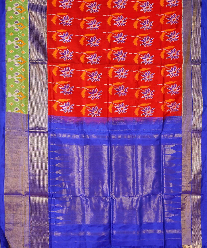 Red blue handloom silk pochampally saree