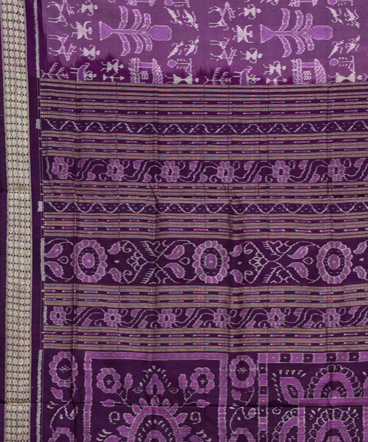 African violet bright lilac ikat silk handloom sambalpuri saree