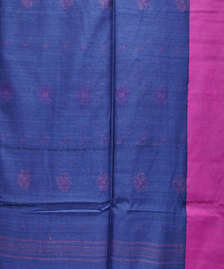 Navy blue handwoven cotton saree