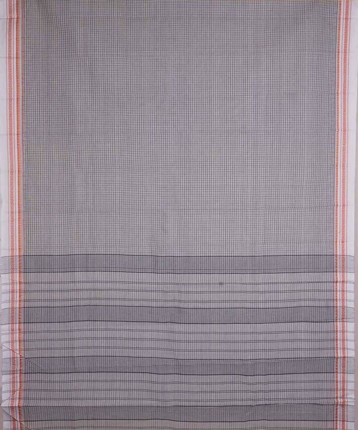 Light grey handwoven cotton narayanpet saree