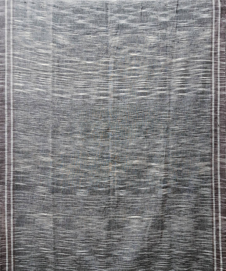 Grey white handspun handwoven dip dye cotton saree