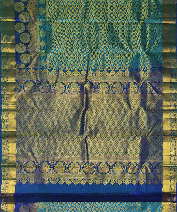 Blue and teal handloom kanjeevaram bridal silk saree