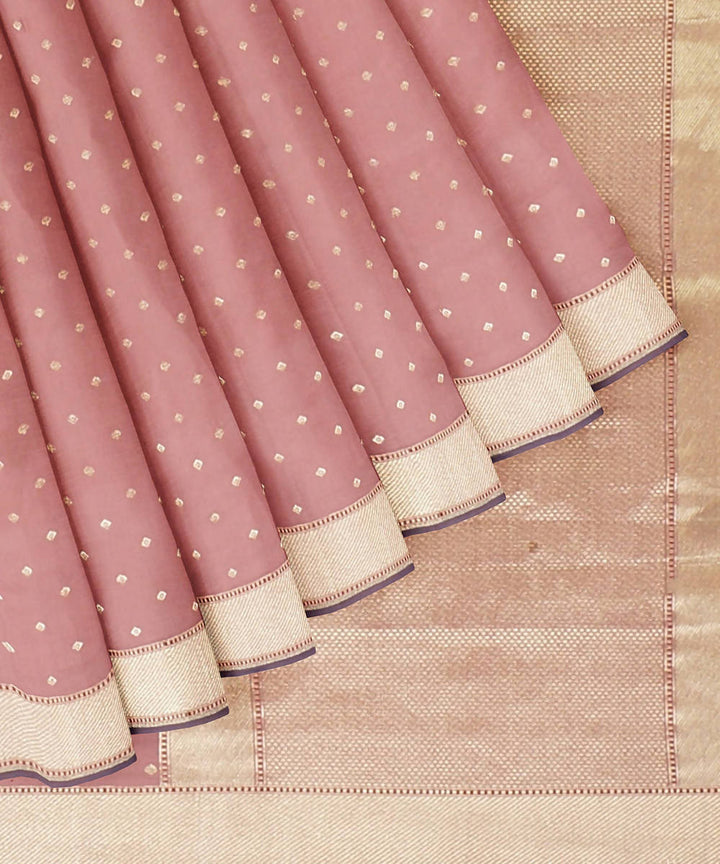 Dark peach handwoven silk katan banarasi saree