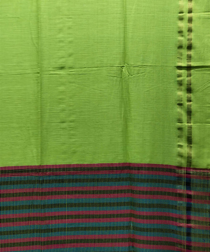 Lime green handloom handspun cotton saree