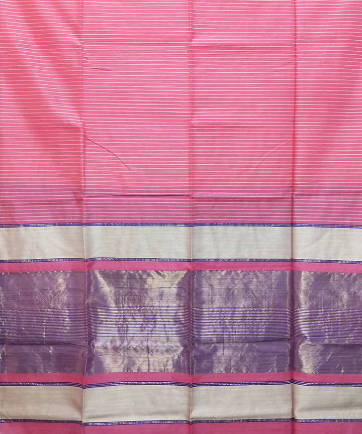 Light pink handwoven cotton silk maheshwari saree