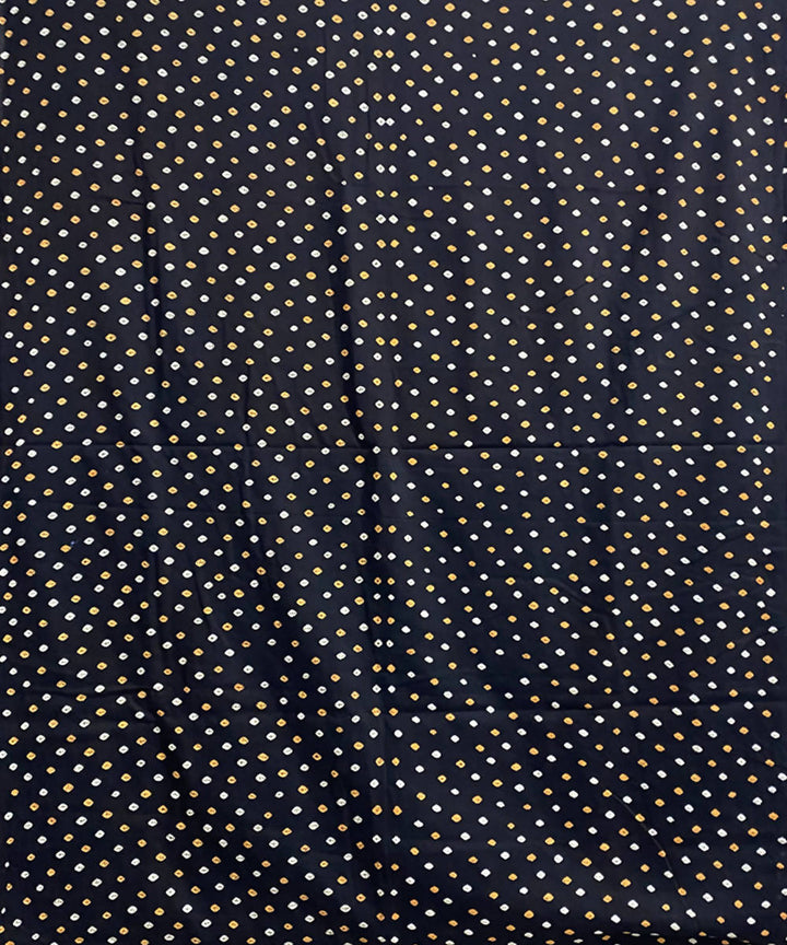 Black hand printed bandhani cotton silk saree