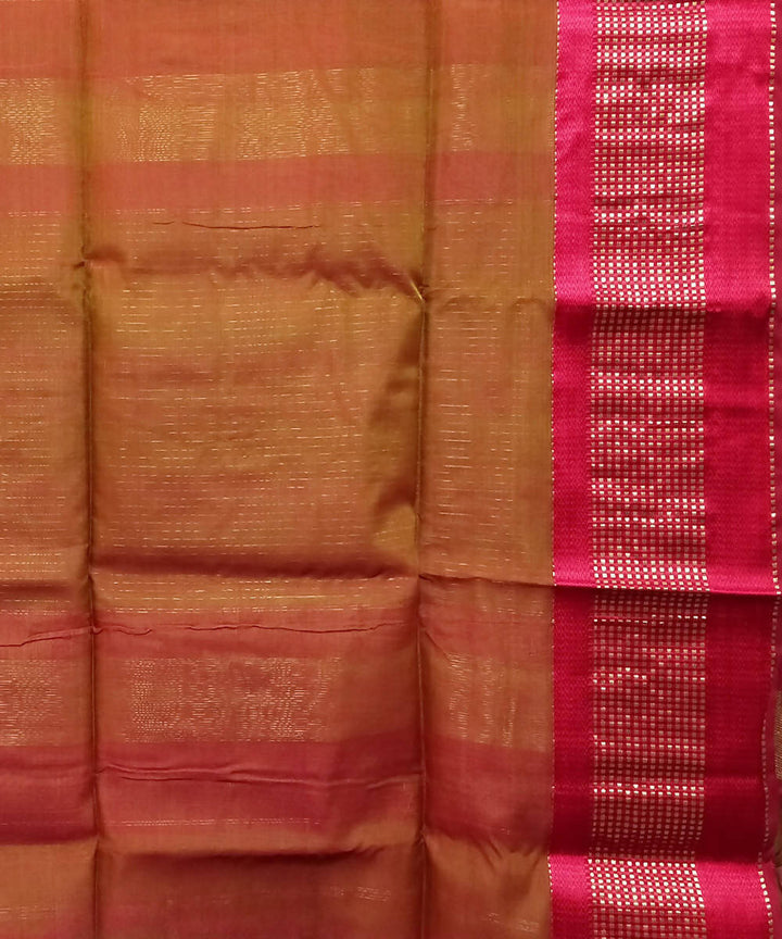 Olive green red handwoven cotton silk maheshwari saree