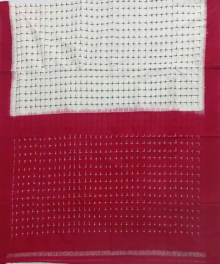 White handwoven cotton ikat pochampally saree