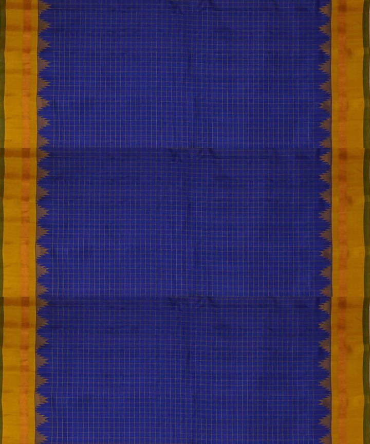 blue yellow handloom gadwal brocade silk saree