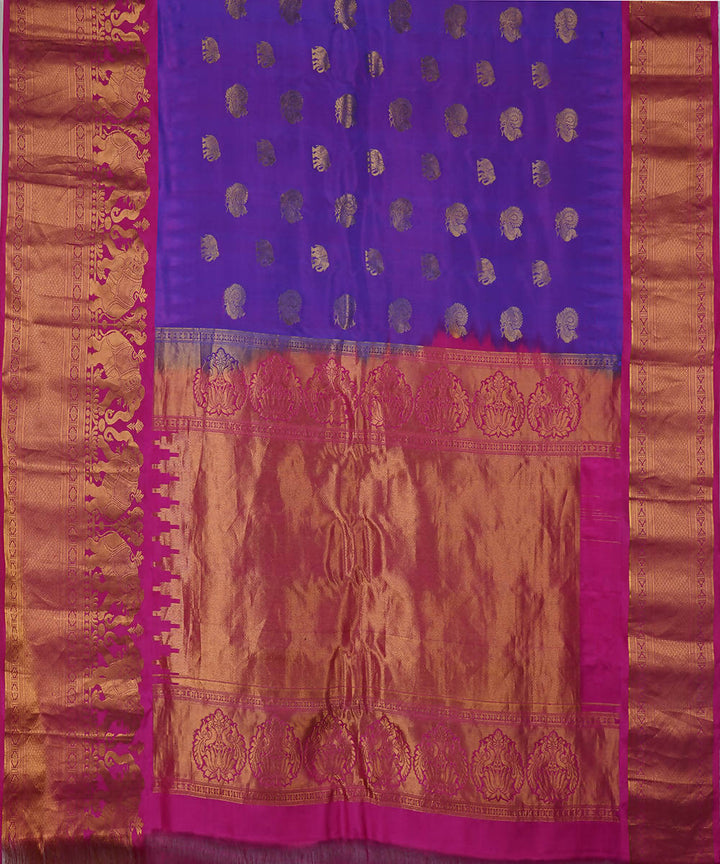 Purple handwoven silk gadwal saree