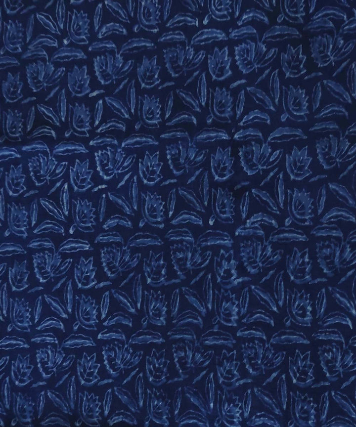 Navy natural dye dabu handblock printed organic handspun cotton fabric