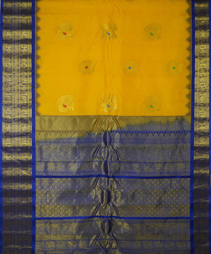 Yellow handwoven silk gadwal saree