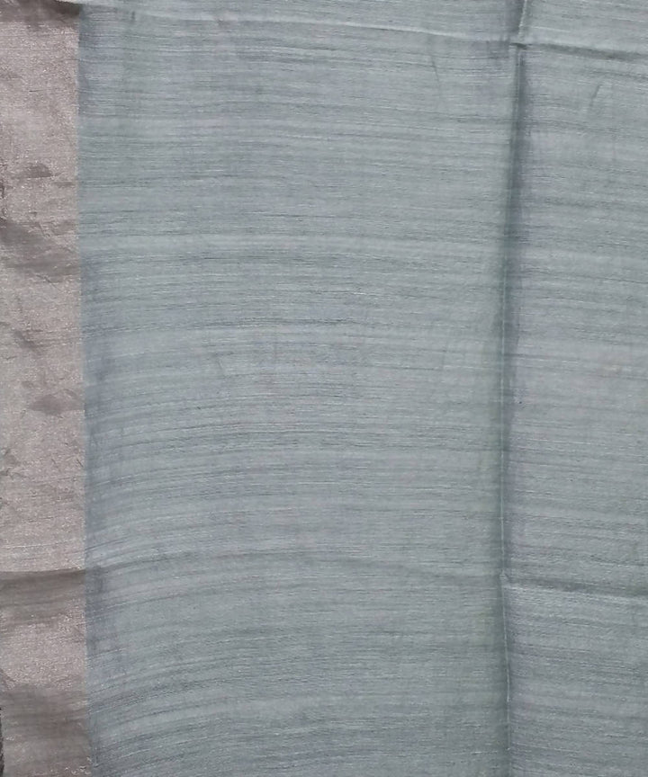 Bengal Anchor Grey Handloom Sequin Matka Silk Saree