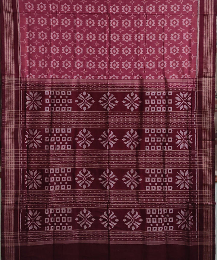 Mauve maroon cotton handwoven sambalpuri saree