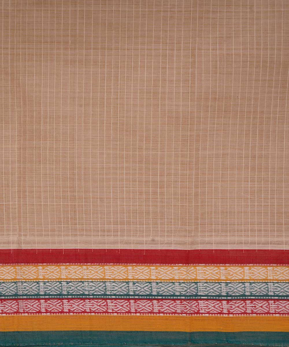 Cream handwoven cotton narayanpet saree