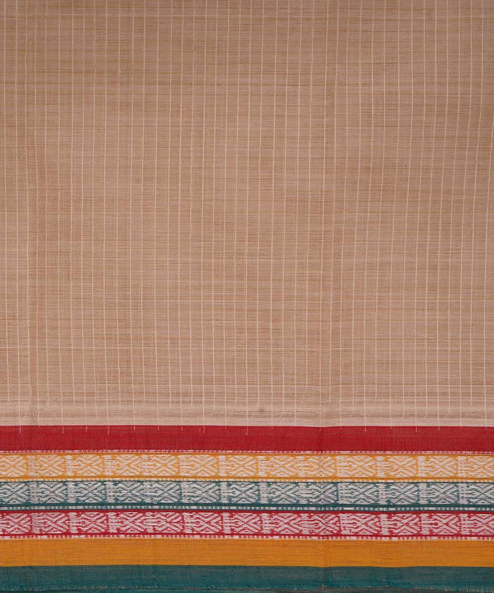 Cream handwoven cotton narayanpet saree