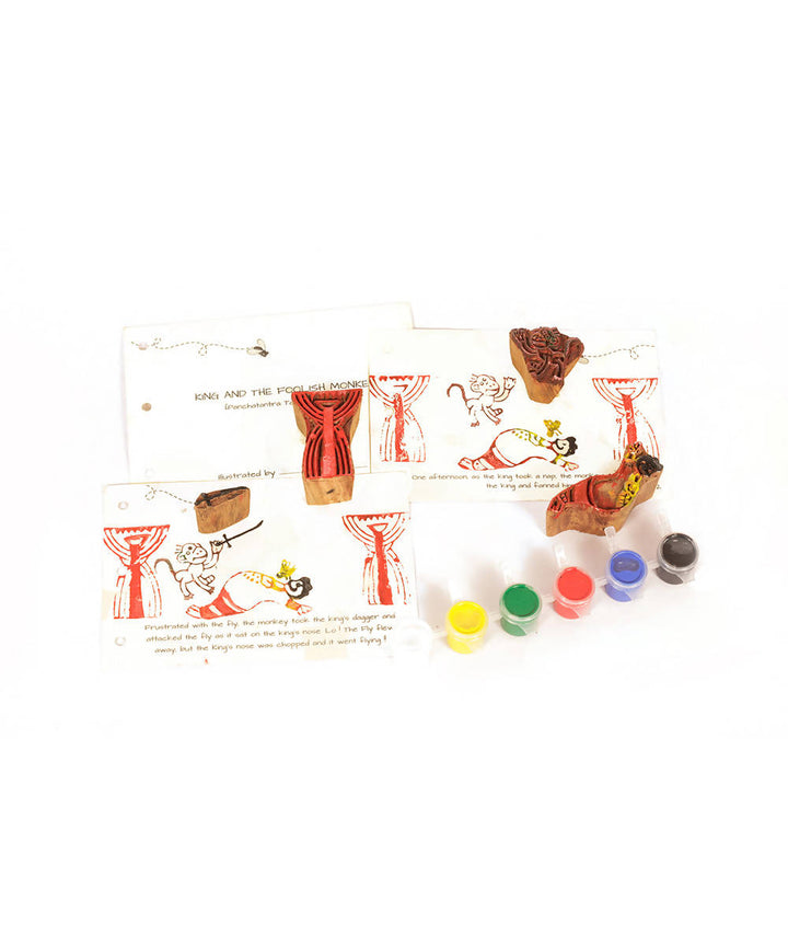 Block Print DIY Craft Kit Panchatantra (King and the Foolish Monkey)