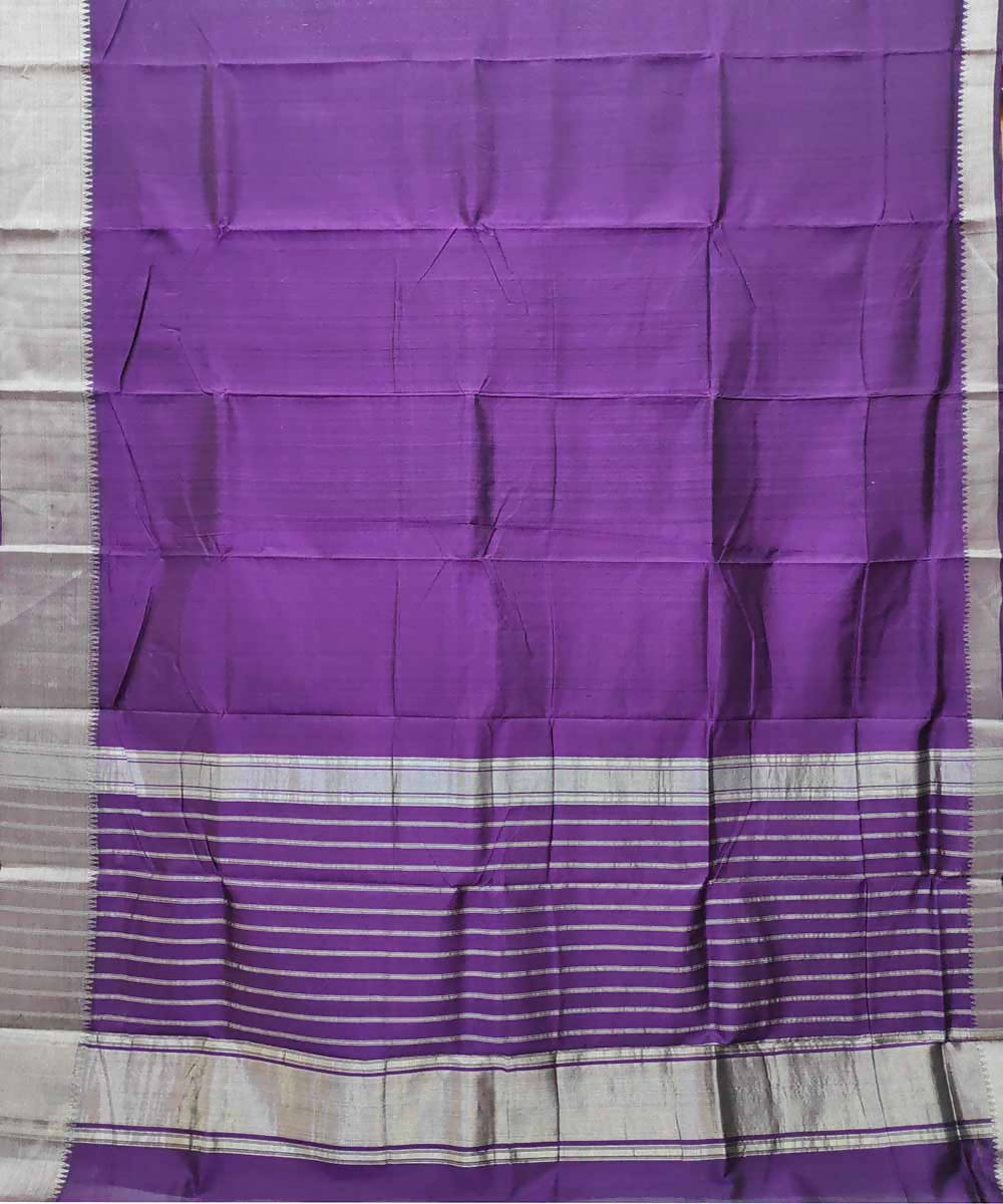 Dark violet handloom silk mangalagiri saree