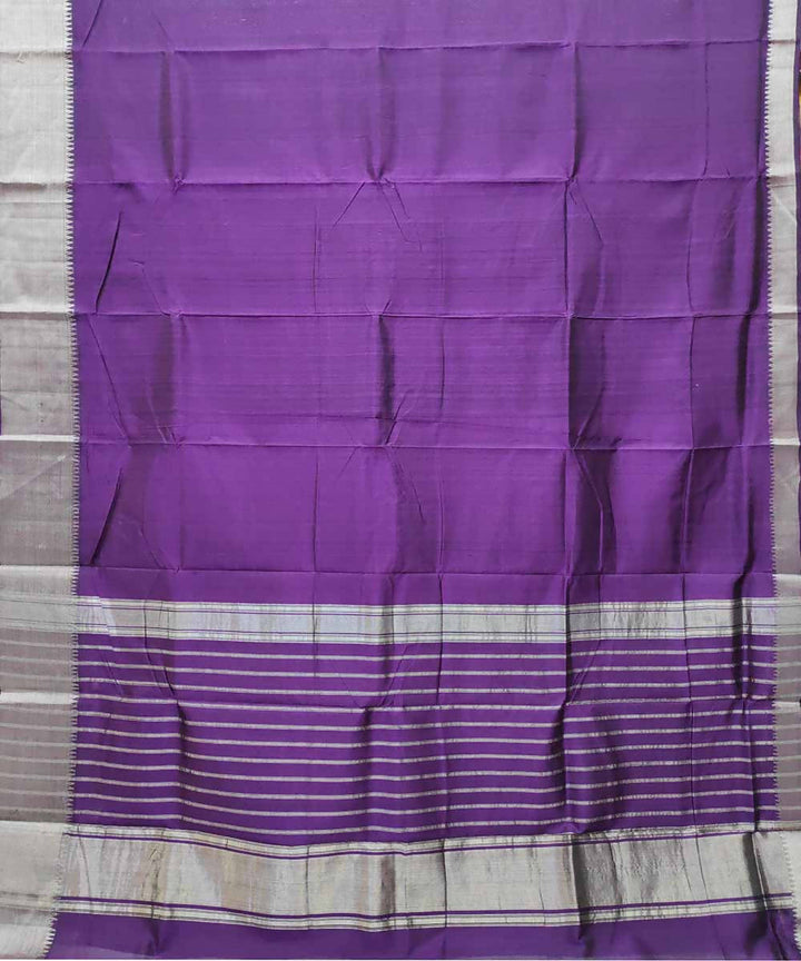 Dark violet handloom silk mangalagiri saree