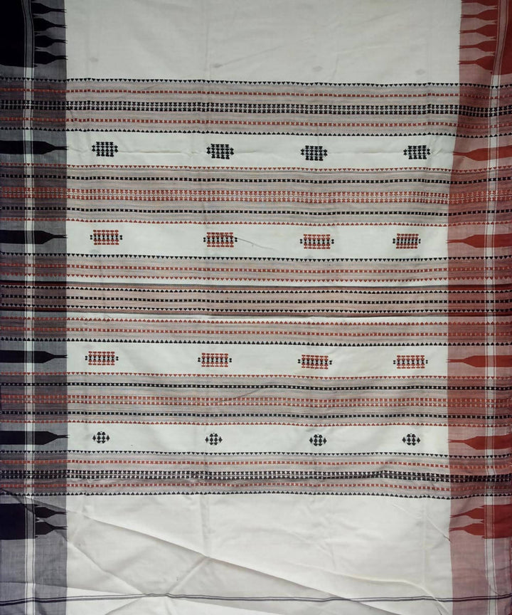 White black handloom coarse cotton kotpad saree