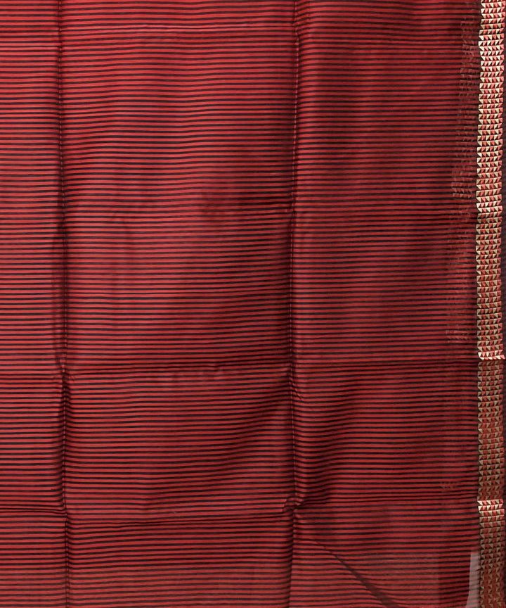 Cherry red handloom cotton silk maheshwari saree