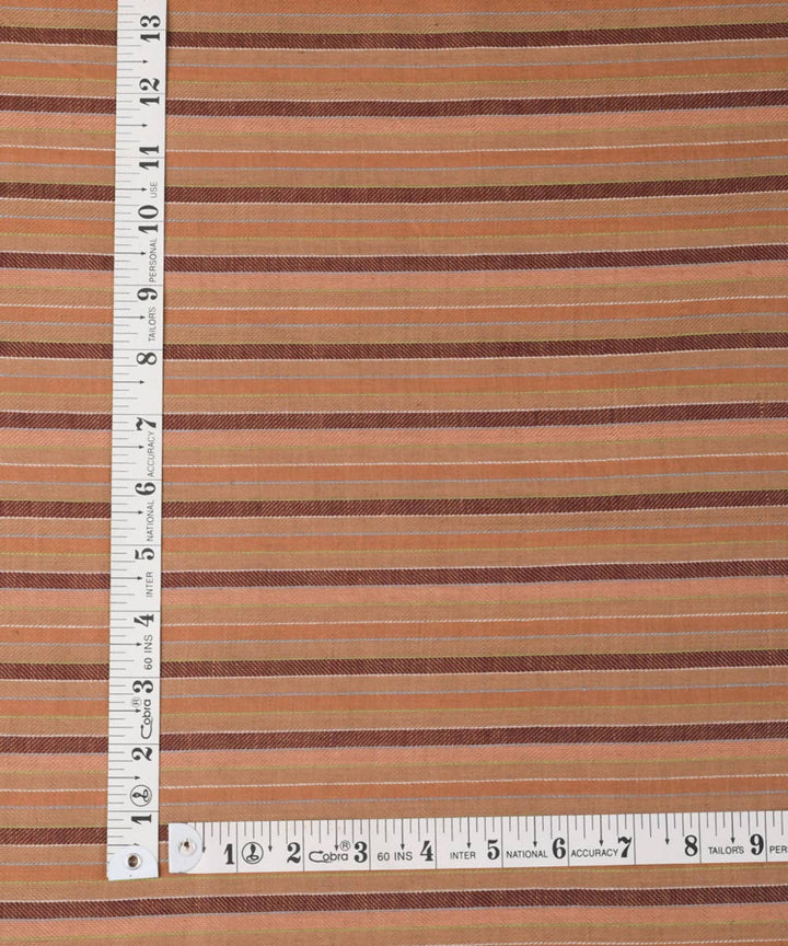 Brown striped handwoven cotton fabric