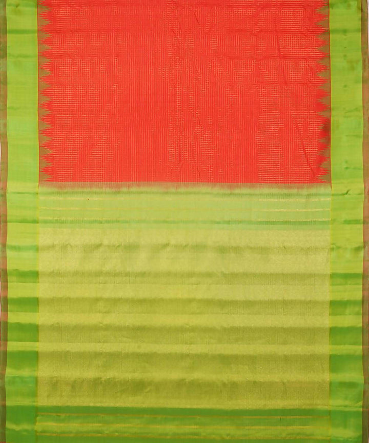 orange green handloom gadwal silk saree
