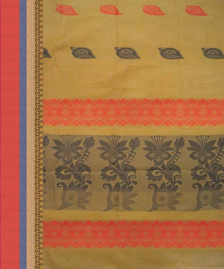 Dark yellow handwoven salem cotton saree