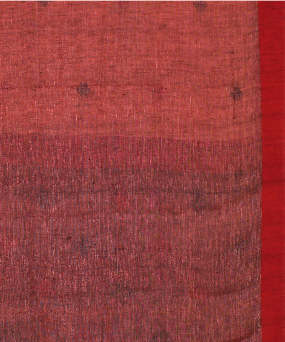 Handloom Light Orange Linen Saree
