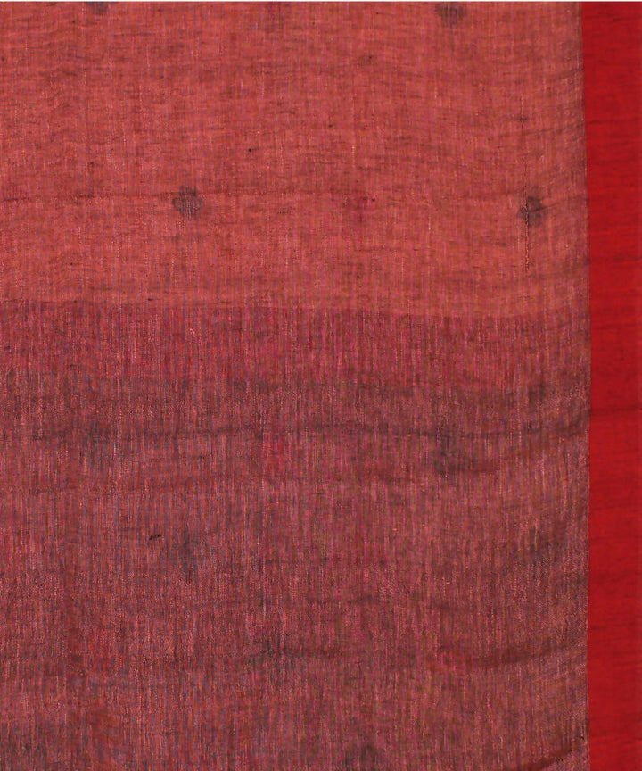 Handloom Light Orange Linen Saree