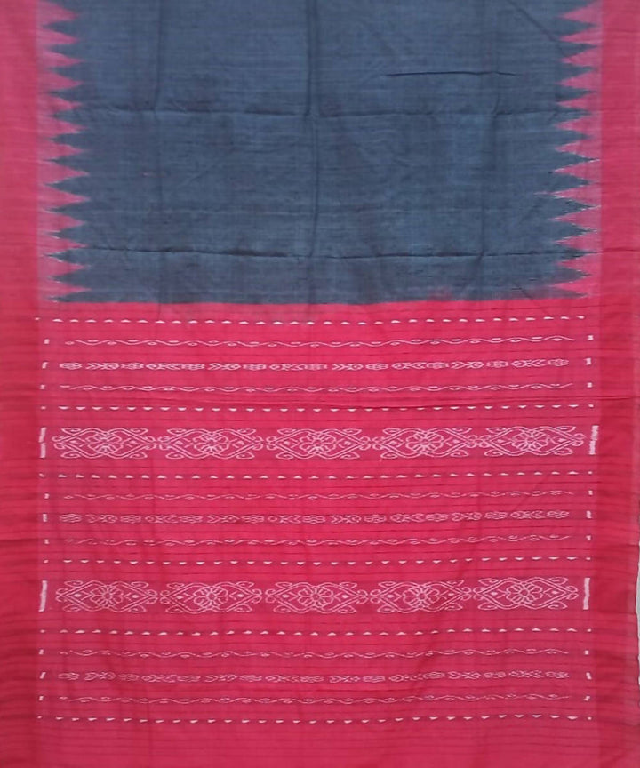 Black red handwoven gopalpur tussar silk saree