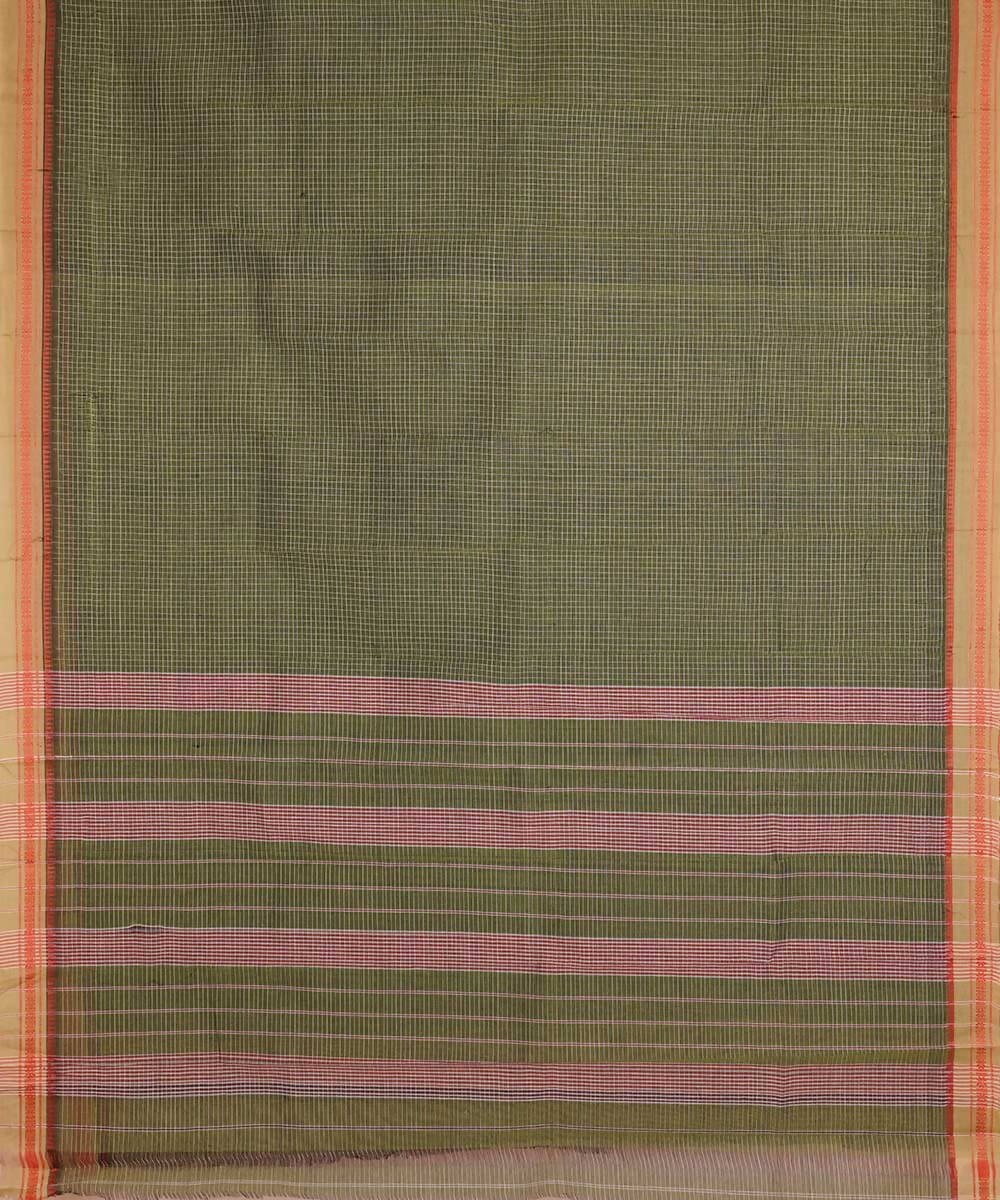 Moss green handwoven cotton narayanpet saree