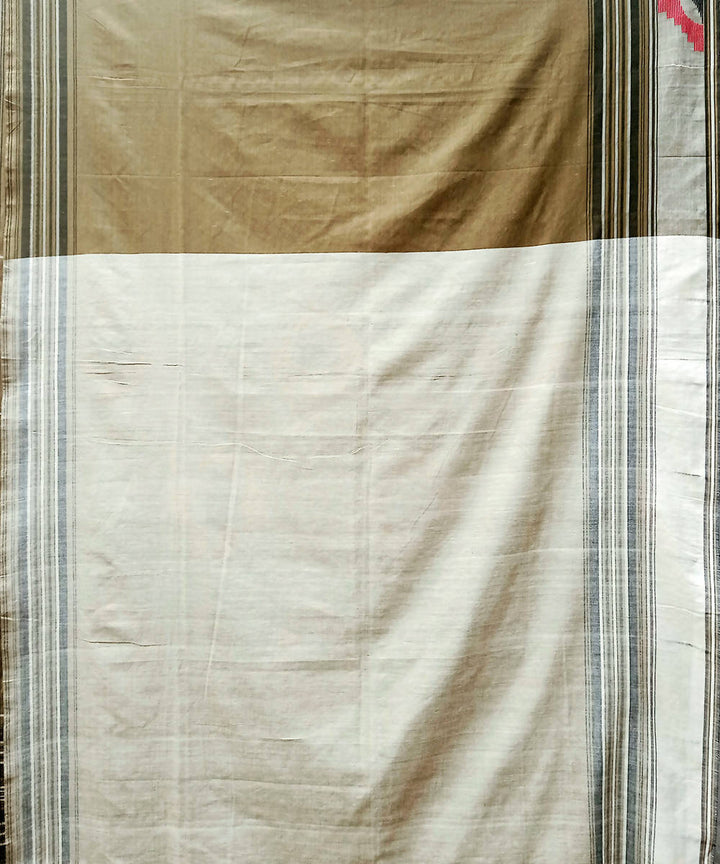 Mustard red handwoven cotton baavanvuti saree
