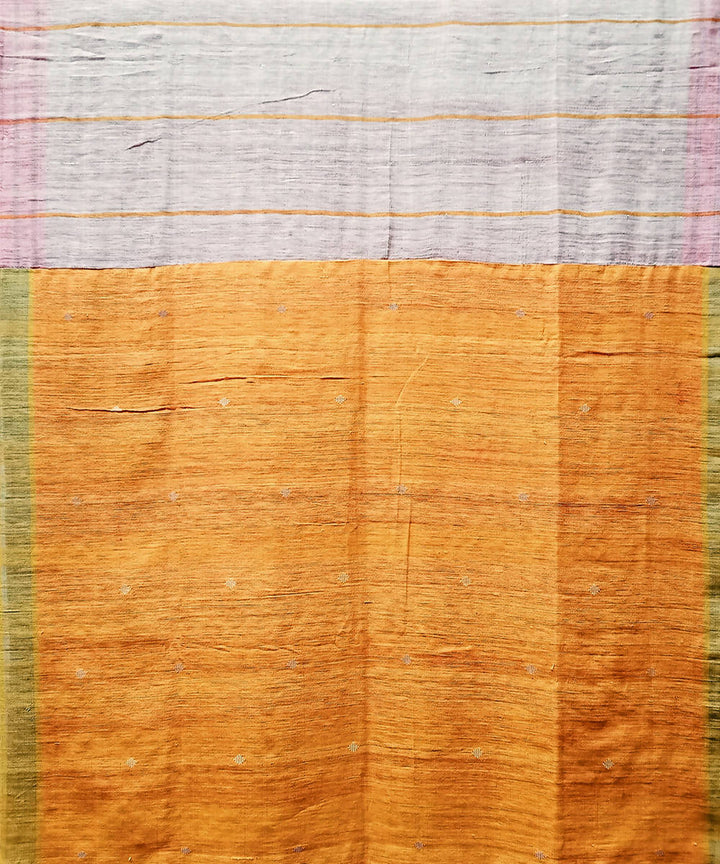 Yellow handwoven extra weft cotton silk saree