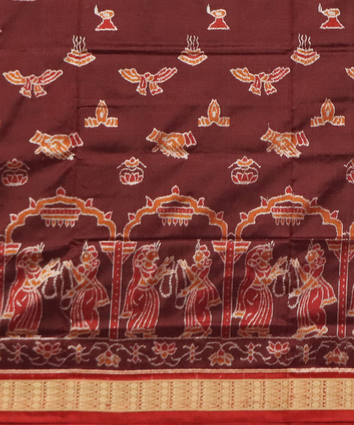 Maroon and red silk handwoven sambalpuri saree