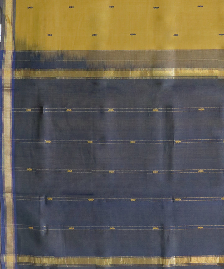 Mustard blue handwoven cotton rajahmundry saree