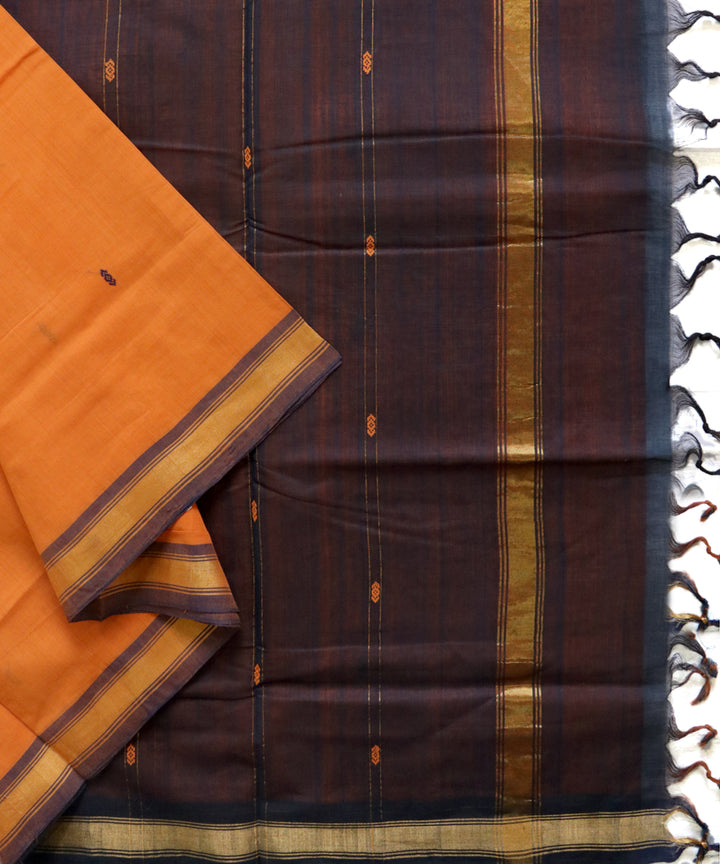 Orange violet handwoven cotton rajahmundry saree