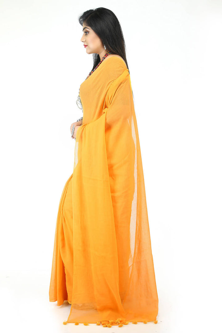 Handloom bengal yellow soft cotton saree