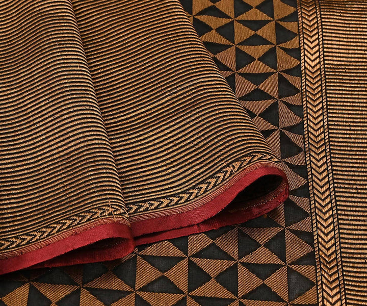 Black handwoven katan silk pure banarasi saree with pure zari work
