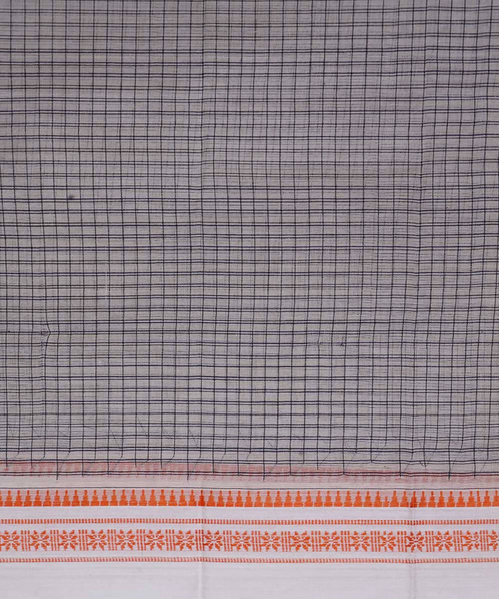 Light grey handwoven cotton narayanpet saree