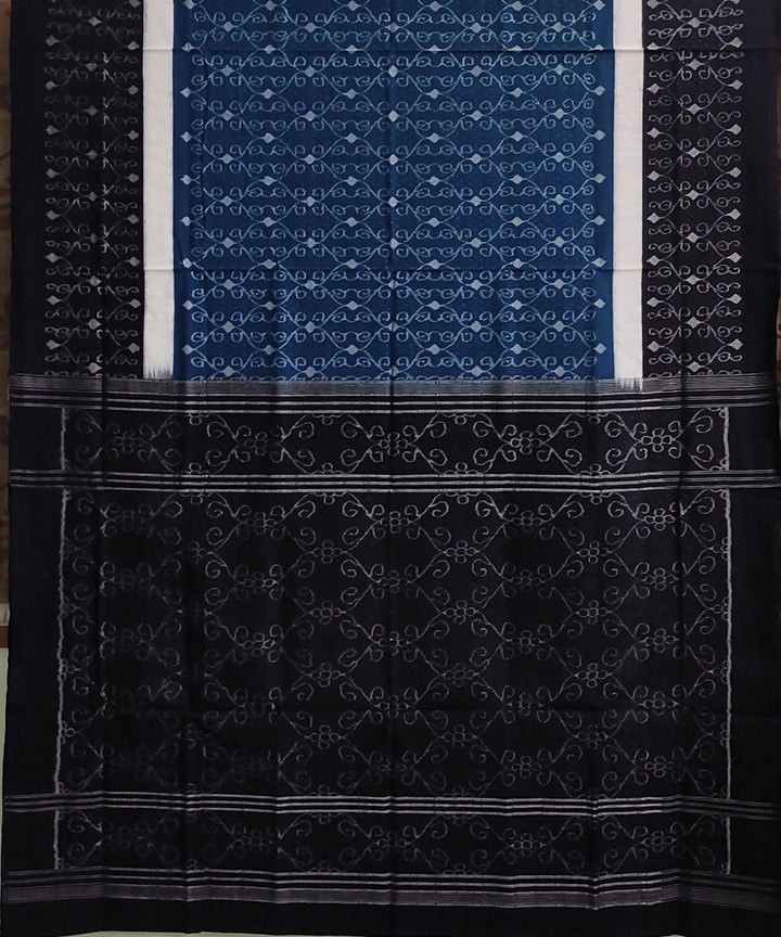 Navy blue black cotton handloom sambalpuri saree