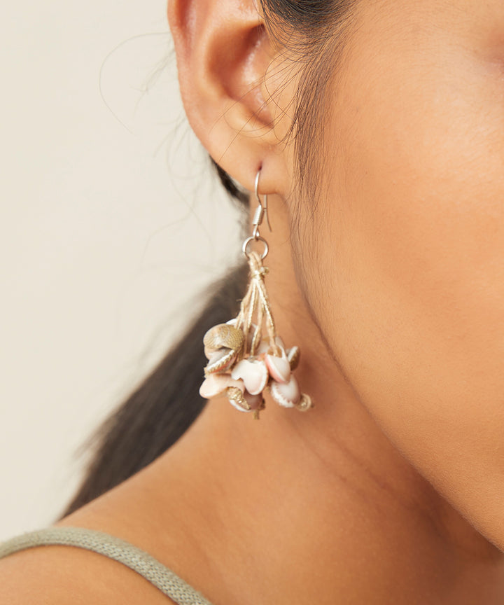 handcrafted jute shell Tribe Vibe earrings