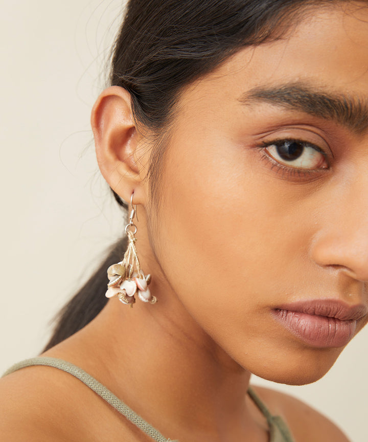 handcrafted jute shell Tribe Vibe earrings